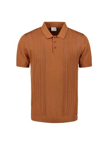 Pullover Short Sleeve Polo Solid Placed Jacquard M Regular Fit - Caramel