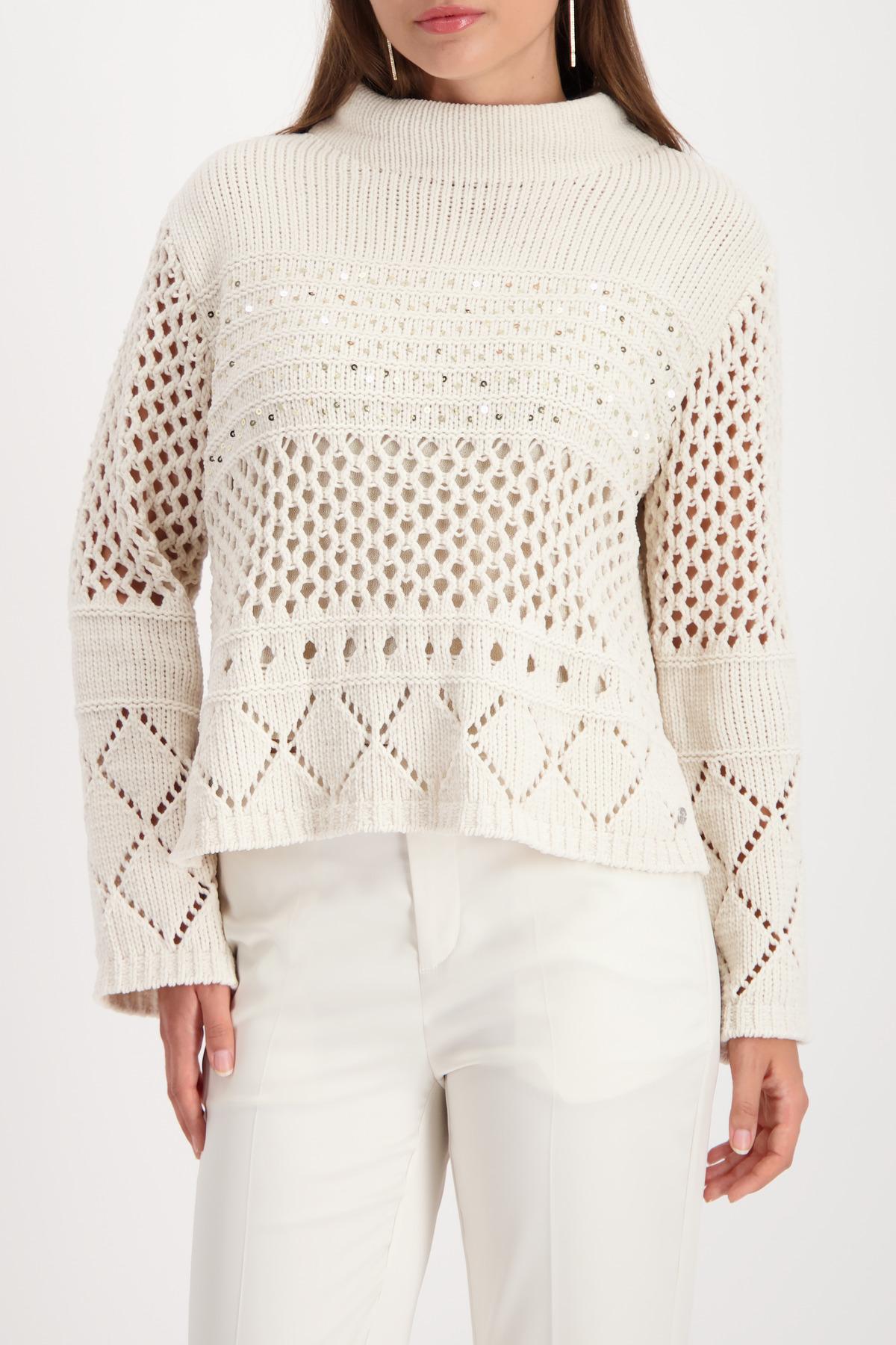 Strickpullover mit Ajourmuster 38 - Almond