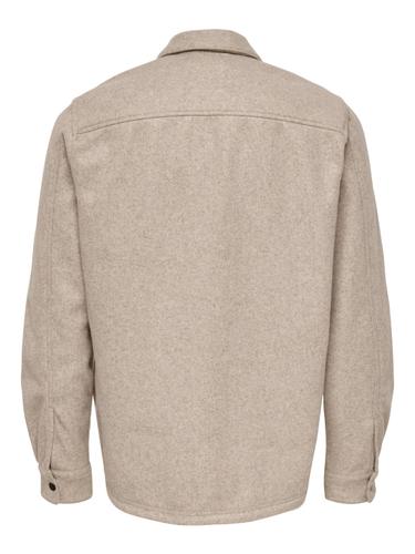 ONSASH OVR WOOLEN LOOK PKT LS SHIRT NOOS M Normal geschnitten - Chinchilla