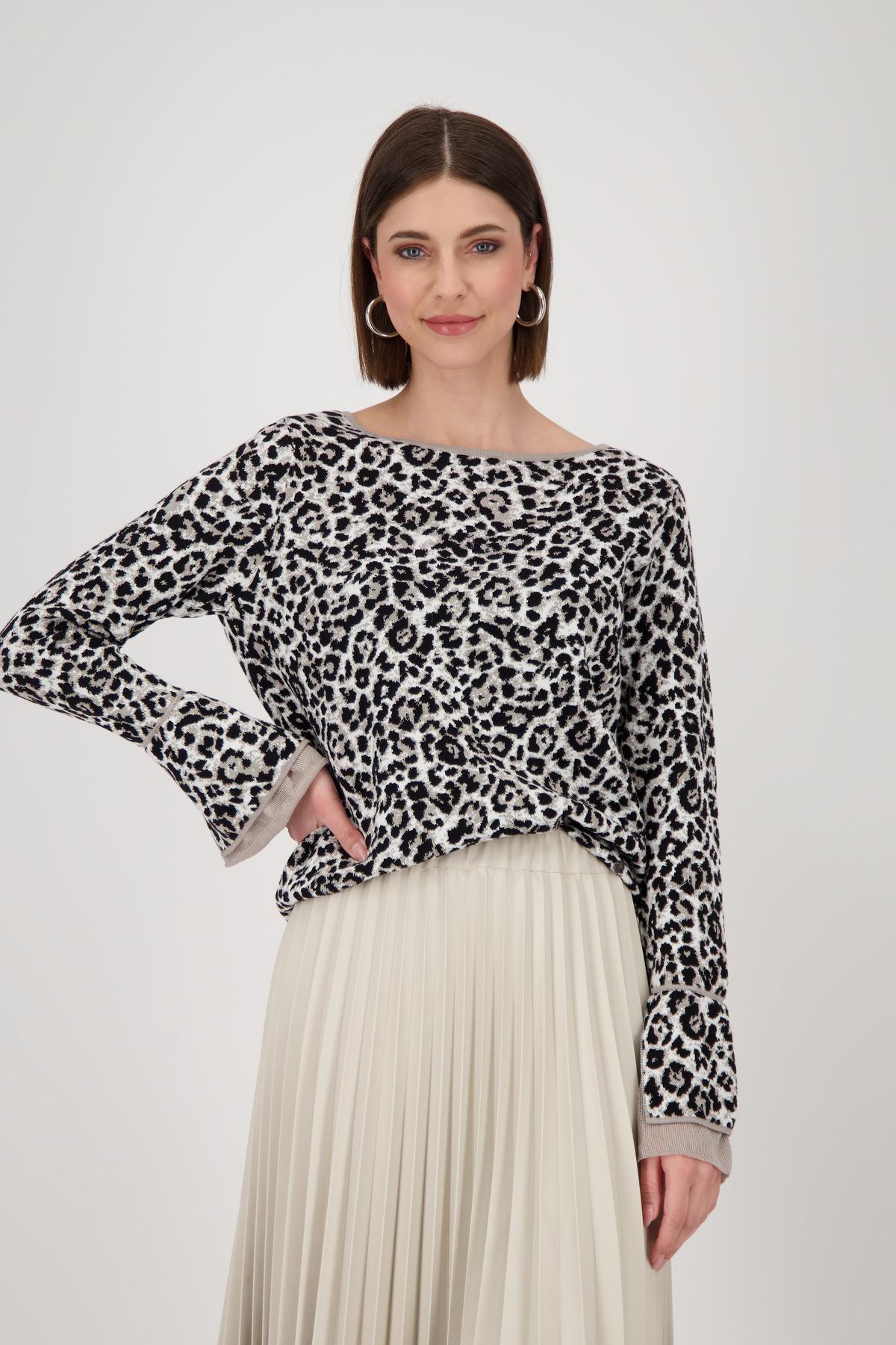 Pullover mit Leopardenmuster 44 - Greige Gemustert