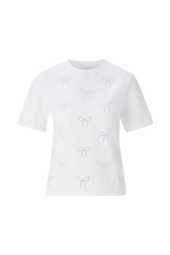 T-Shirt with Bow Application - Weiß / M