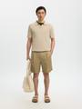 SLHMATTIS SS LINEN BLEND OPEN POLO NOOS M Normal geschnitten - Oatmeal