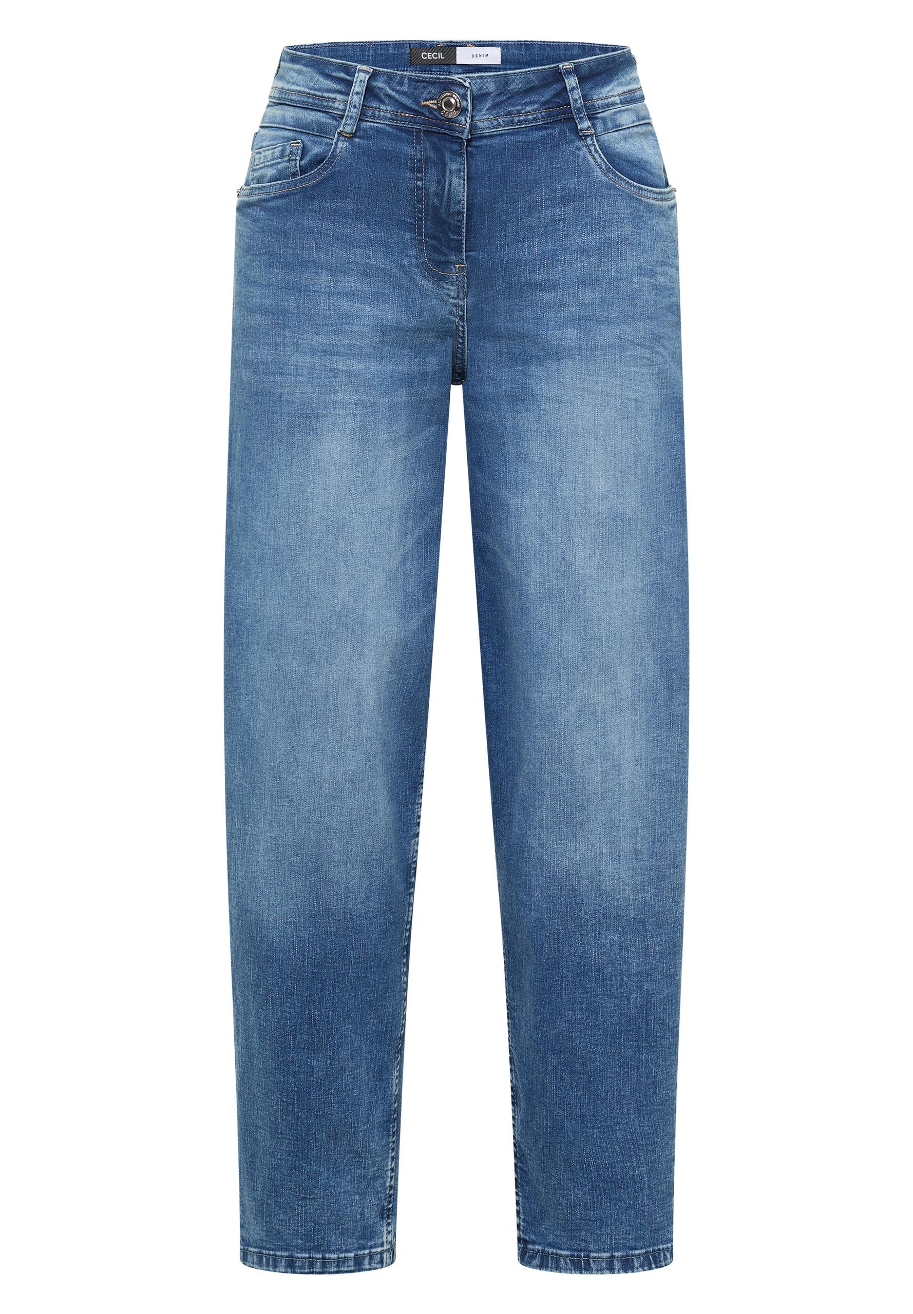High Waist Barrel Leg Jeans im Loose Fit 34/28 - Mid Blue Wash