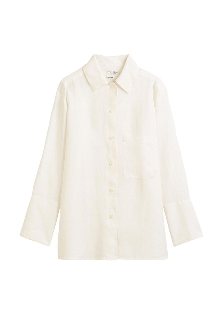 Lange Leinenbluse relaxed Weiß 36