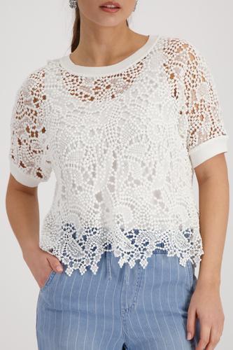 Pullover mit Spitzenmuster 44 - Cream