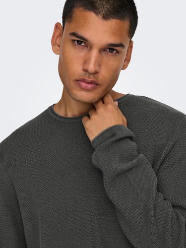 ONSERIC REG 12 STRUC CREW KNIT NOOS M Normal geschnitten - Grey Pinstripe