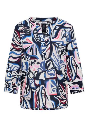3/4-Arm Bluse mit Multicolor Print S - Universal Blue