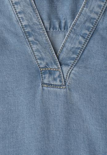 Blusentop mit Rüschen im Denim-Look