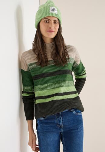 Gestreifter Mouliné Pullover L - Raw Khaki