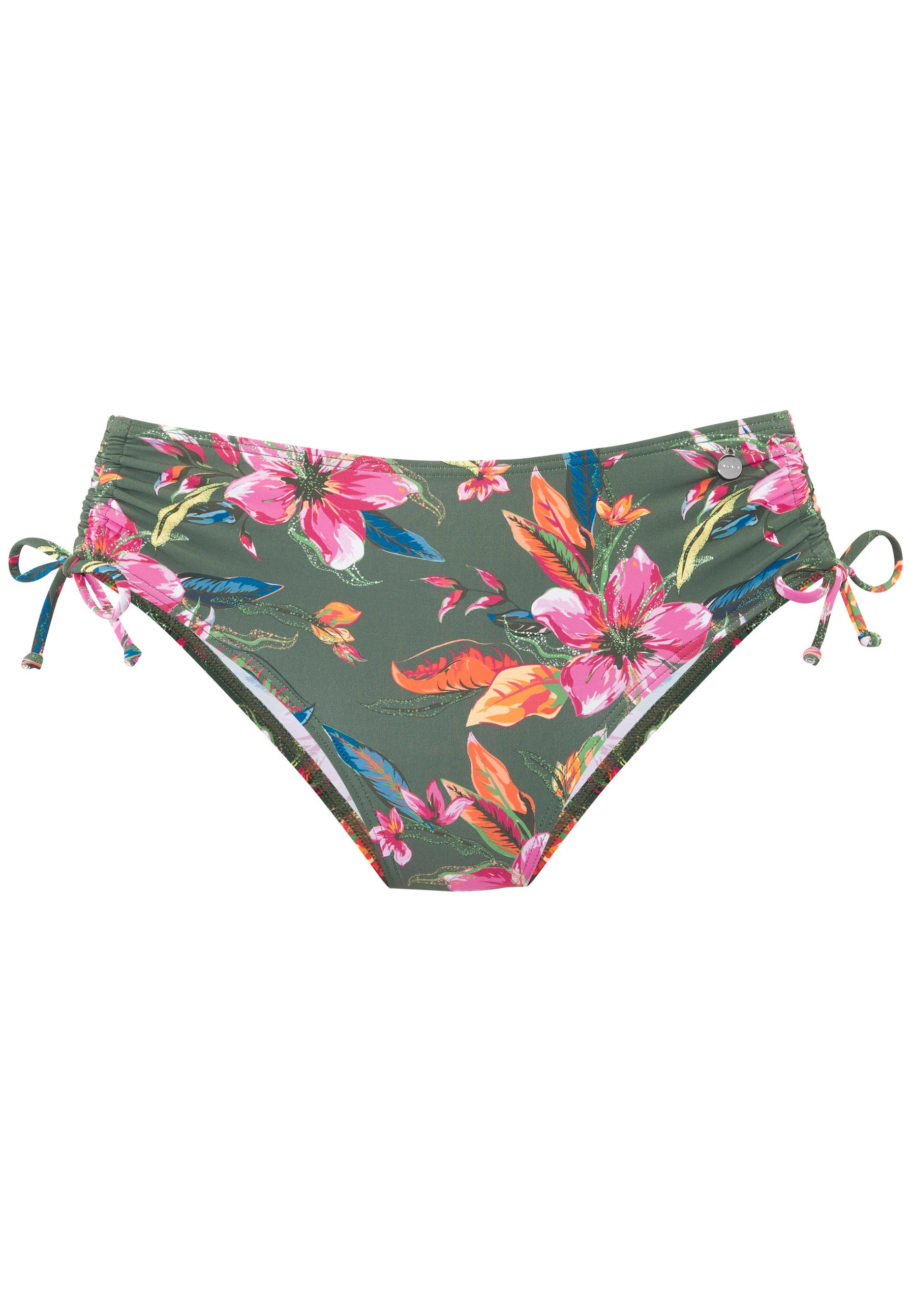 LASCANA Bikinihose mit Raffung 38 - Oliv Print