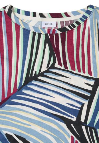 T-Shirt mit Boatneck und Grafikprint S - Palm Breeze Green