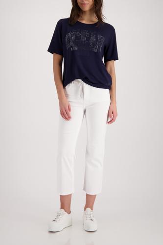 T-Shirt mit Schmuckdetails 46 - Marine