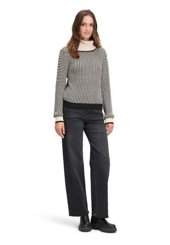 Strickpullover 42 Figurumspielend - Weiß/schwarz