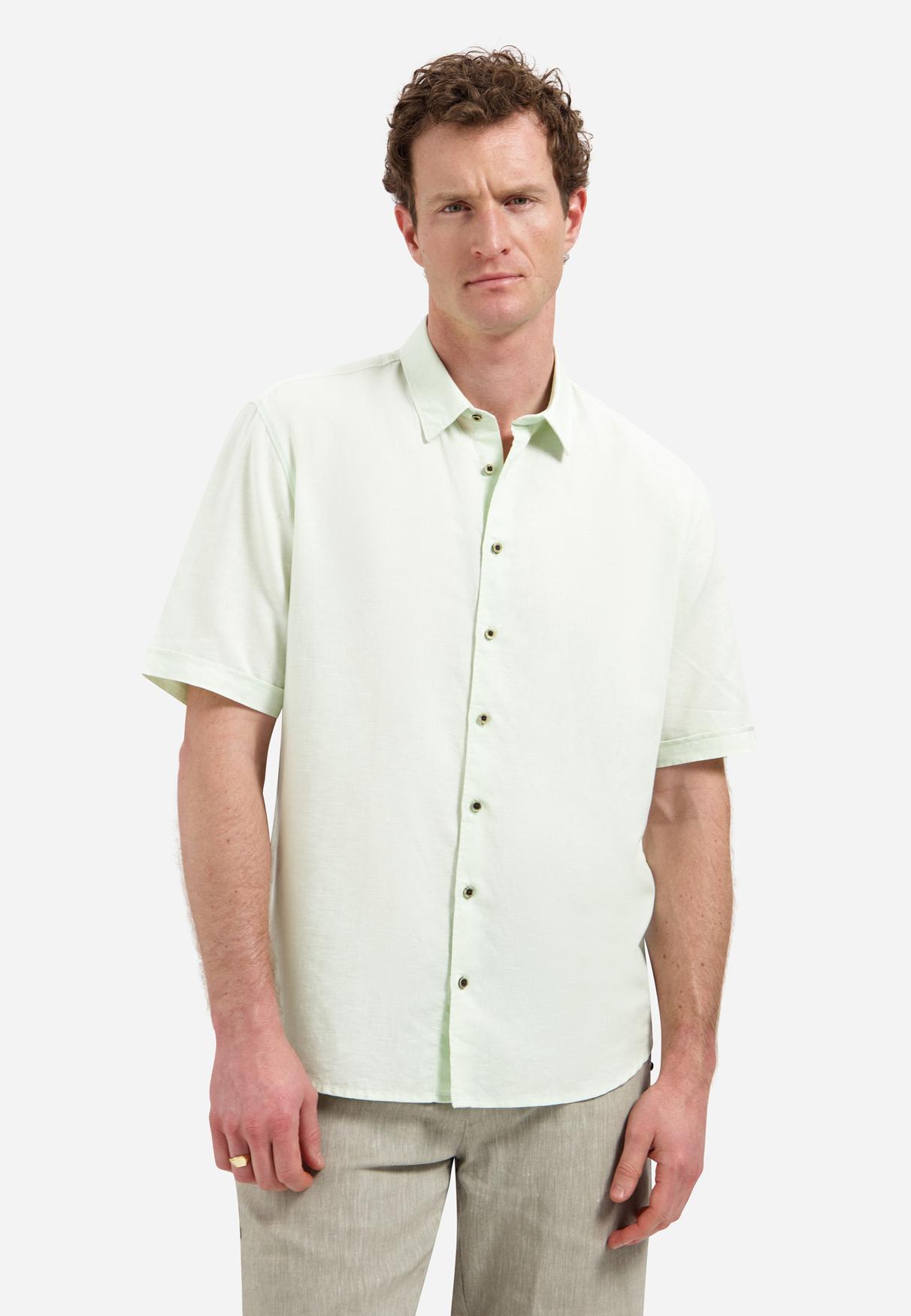 Shirt Short Sleeve With Linen XL Regular Fit - Seagreen