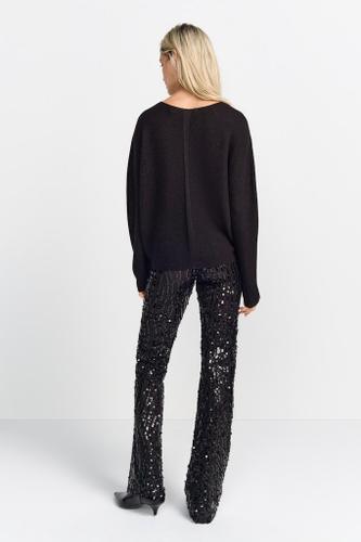 Seamless shiny boat neck Grau XS