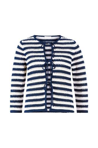 Striped Ajour cardigan with bows Blau L
