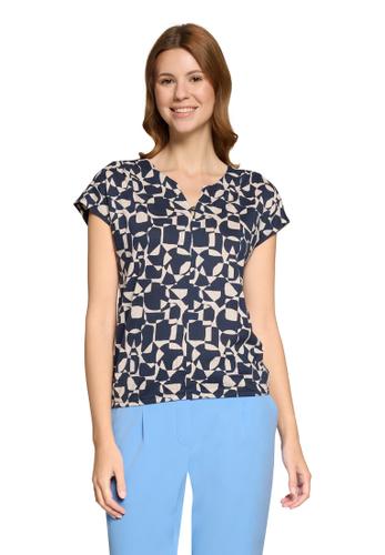 Blusenshirt M Lässig - Dark Blue/Nature
