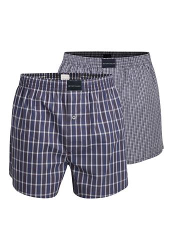 TOM TAILOR Herren Boxershort kariert 2er Pack 8 - Blau-mittel-karo