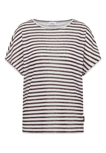 T-Shirt mit Boatneck und Streifen M - Rich Burgundy