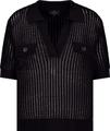 Ajour Polo-Pullover 38 - Schwarz