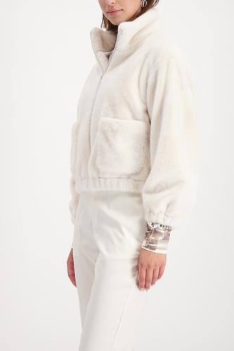 Flauschige Jacke mit Taschen 40 - Almond