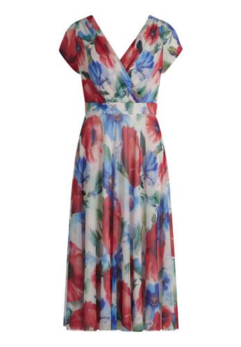 Cocktailkleid 44 Ausgestellt - Blau/Rot