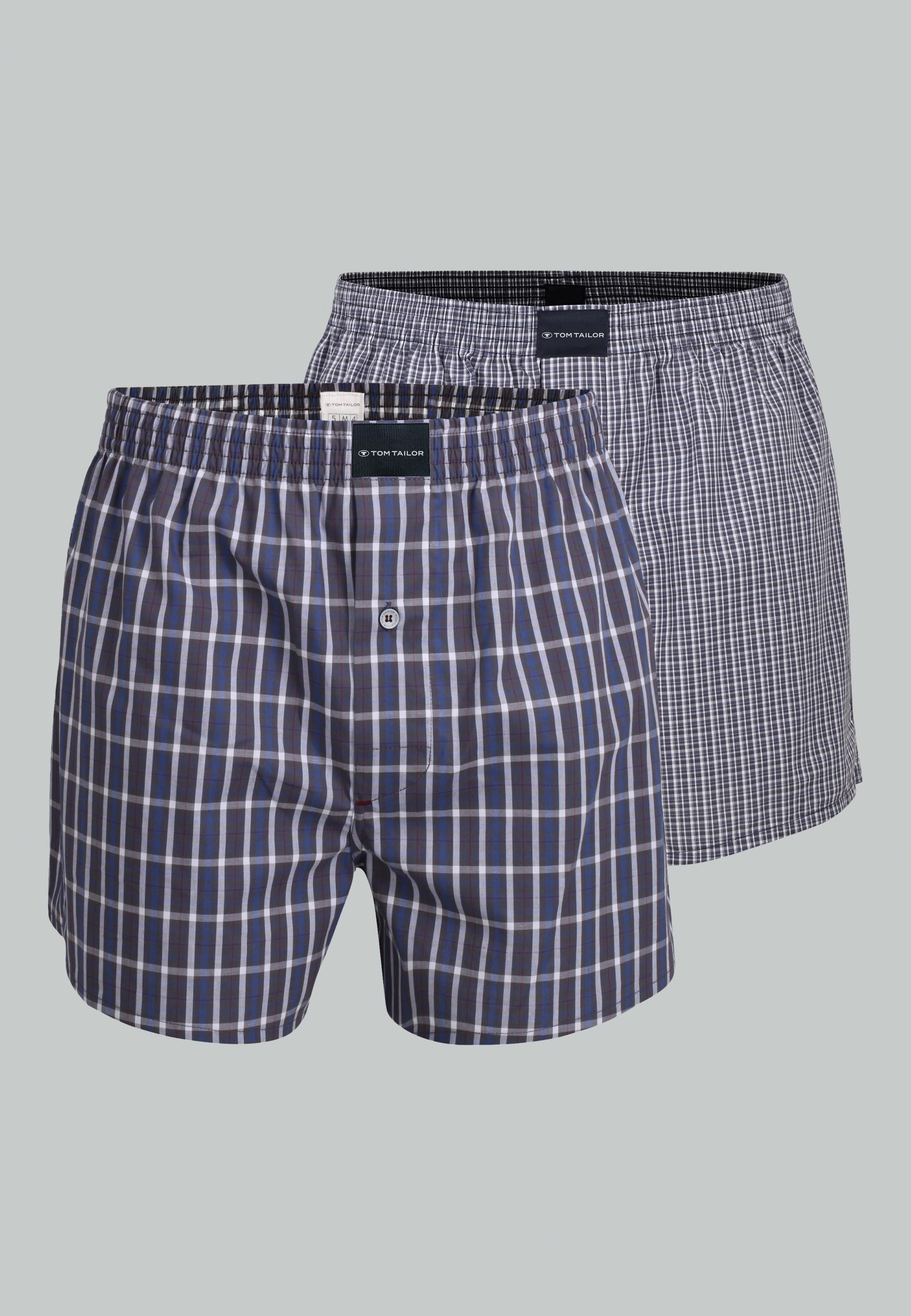 TOM TAILOR Herren Boxershort kariert 2er Pack 8 - Blau-mittel-karo