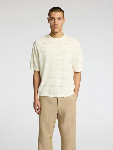 SLHBERG SUN SS KNIT RELAXED TEE L Locker geschnitten - Egret