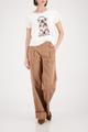 T-Shirt Hund-Print und Strasssteinen 40 - Cream