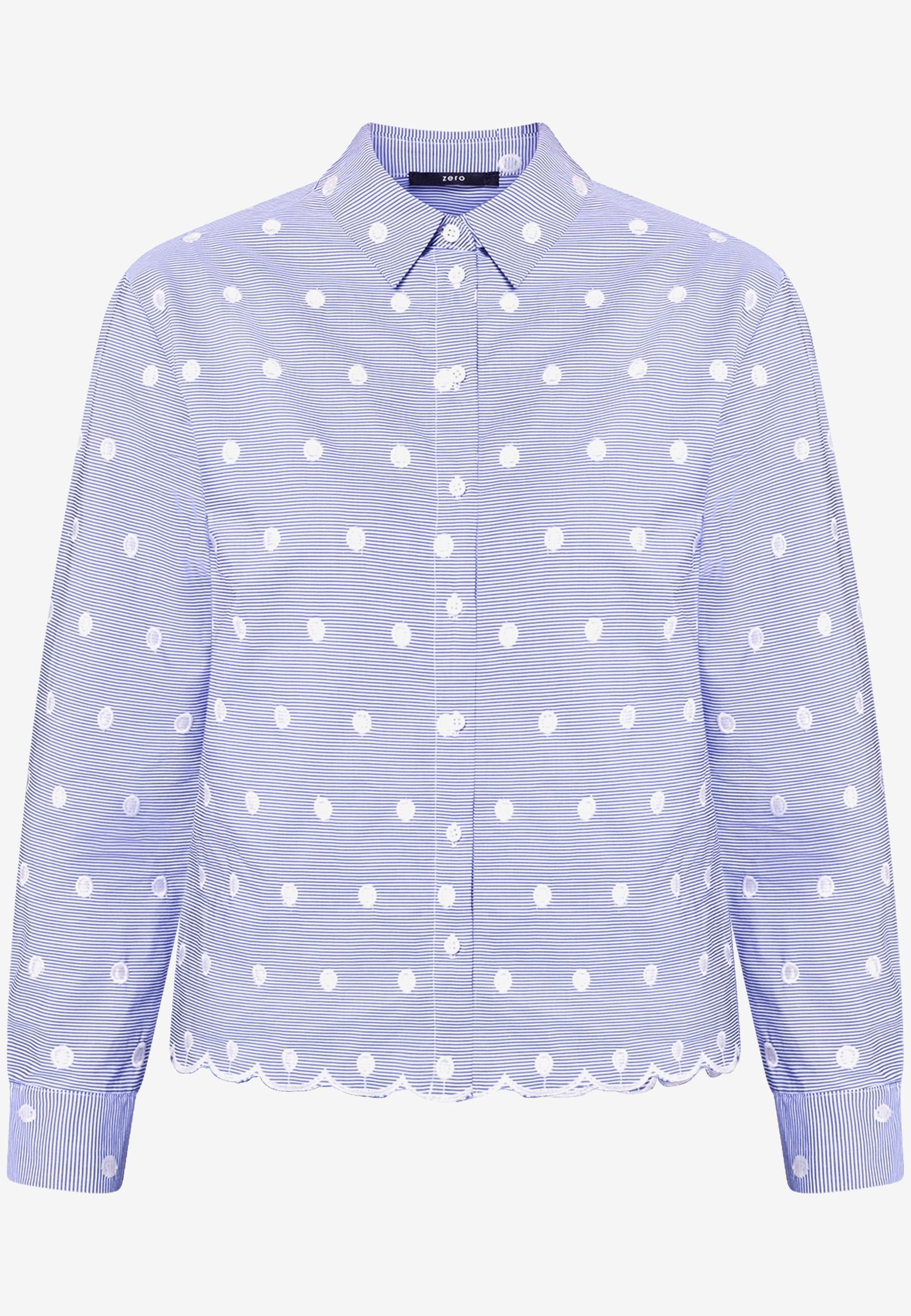Bluse mit Streifen und Stickerei 38 - Bluewhite