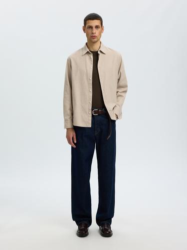 SLHREGNOAH BRUSHED TWIST SHIRT LS NOOS M Normal geschnitten - Egret