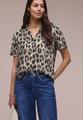 Bluse mit Split Neck und Animal Print 36 - Timeless Beige