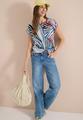 T-Shirt mit Boatneck und Grafikprint S - Palm Breeze Green