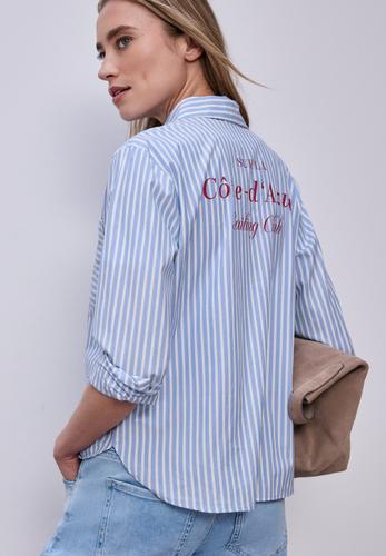 Bluse mit Hemdkragen und  Backprint 42 - Original Blue