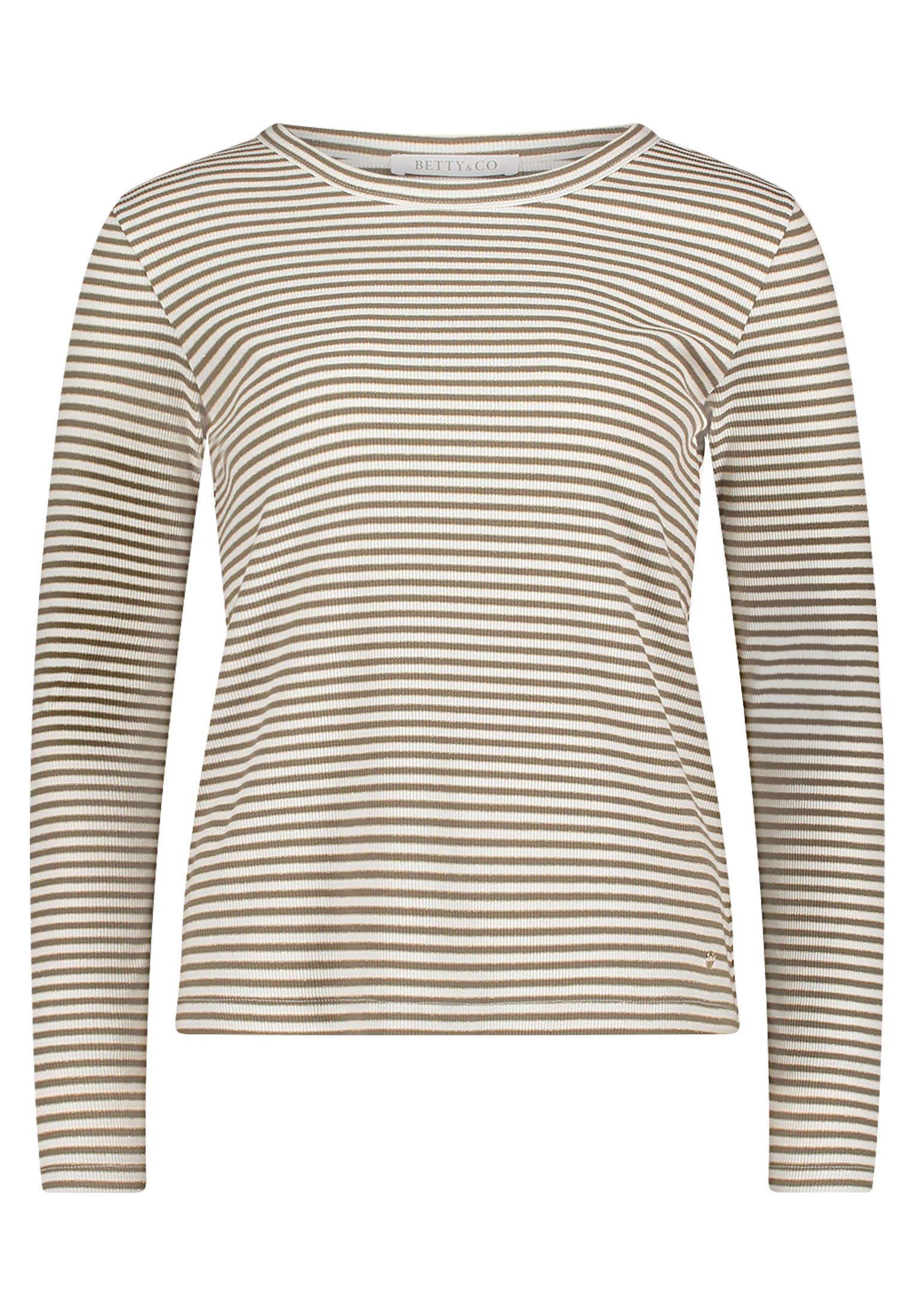 Streifenshirt L Leicht tailliert - Khaki/Cream