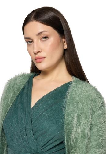 Strickbolero XL Figurnah - Foggy Green