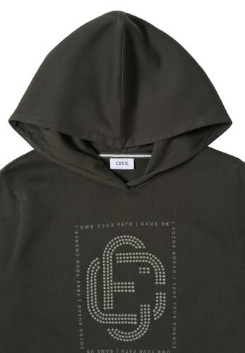 Hoodie mit Schmucksteinen S - Raw Khaki