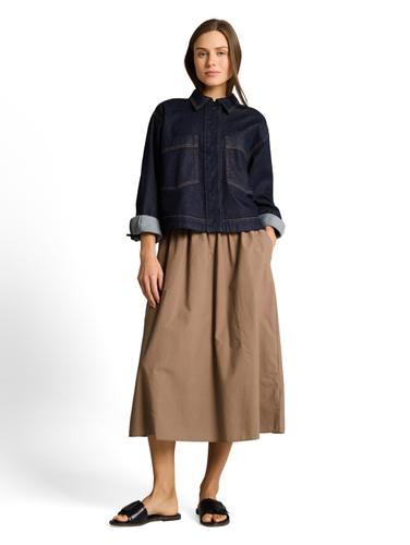 High Waist Midi-Rock mit Taschen 42 High Waist Fit - Taupe Grey