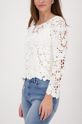 Strickpullover mit Cornelly-Häkelmuster 36 - Off-white