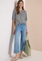 Kurzarm Bluse mit Split Neck und Streifen