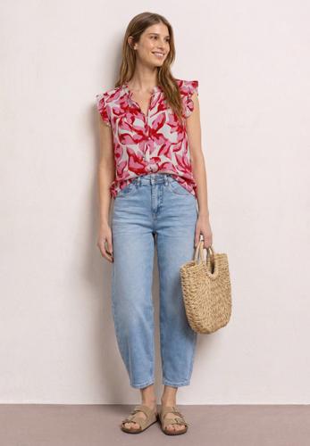 Blusentop mit Split Neck und Rüschen 38 - Off White