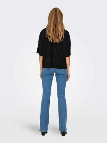ONLRAVENNA S/S PLISSE TOP NOOS JRS M Normal geschnitten - Black