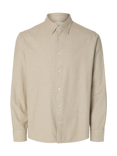 SLHREGNOAH BRUSHED TWIST SHIRT LS NOOS M Normal geschnitten - Egret