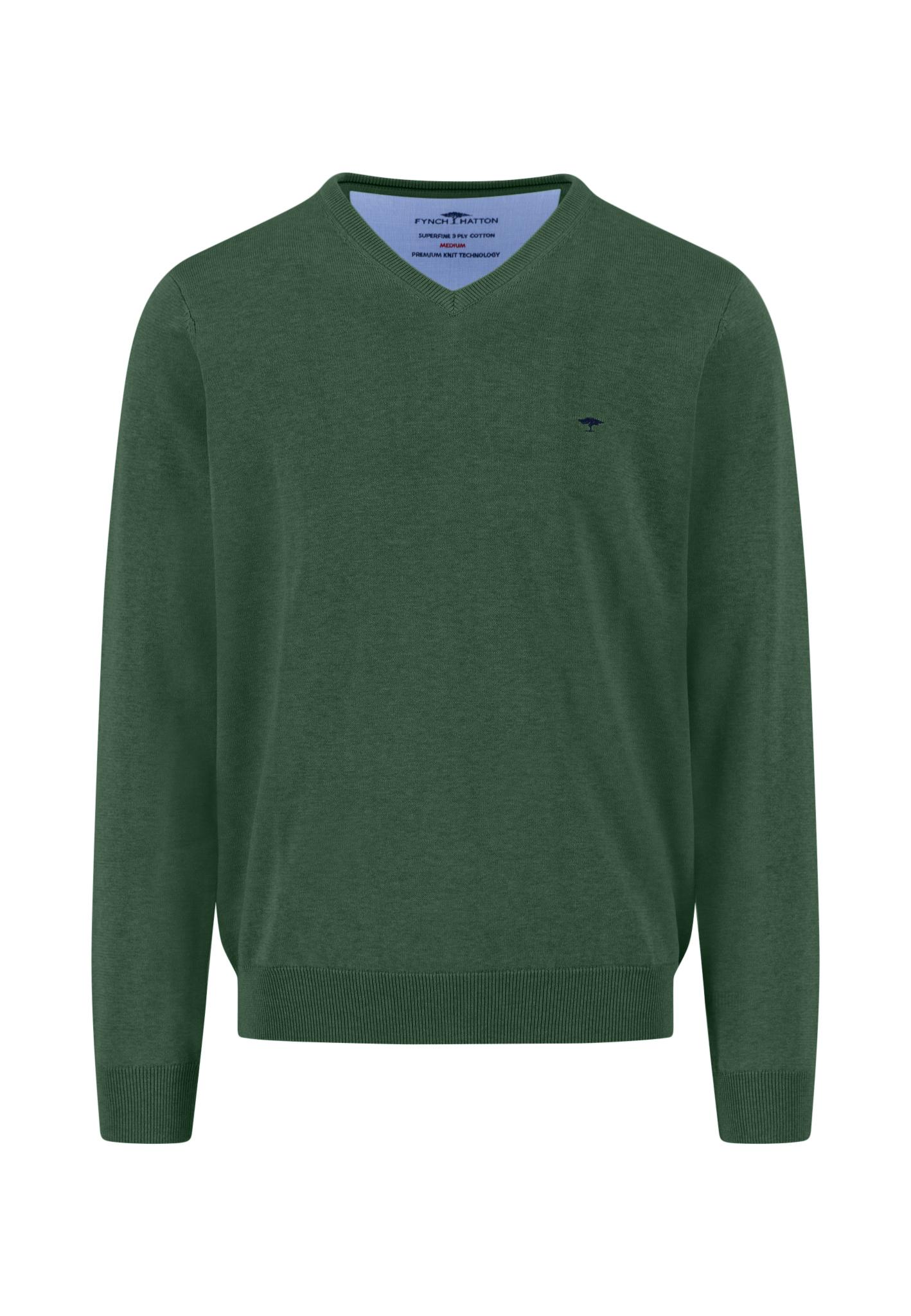 V-Neck, Superfine M Casual Fit - Dark Leaf