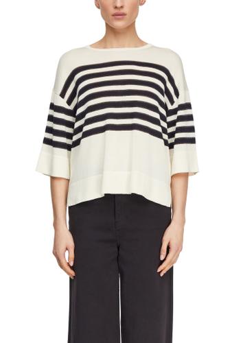 Strickpullover M - Creme|schwarz