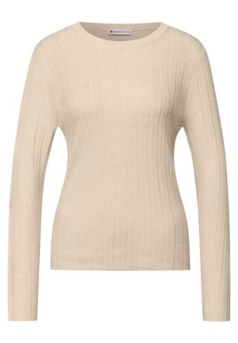 Pullover mit Rippstruktur 40 - Cotton Beige Mel.