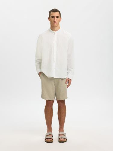 SLMREGCLAY LINENBLEND LS SHIRT BAND NOOS