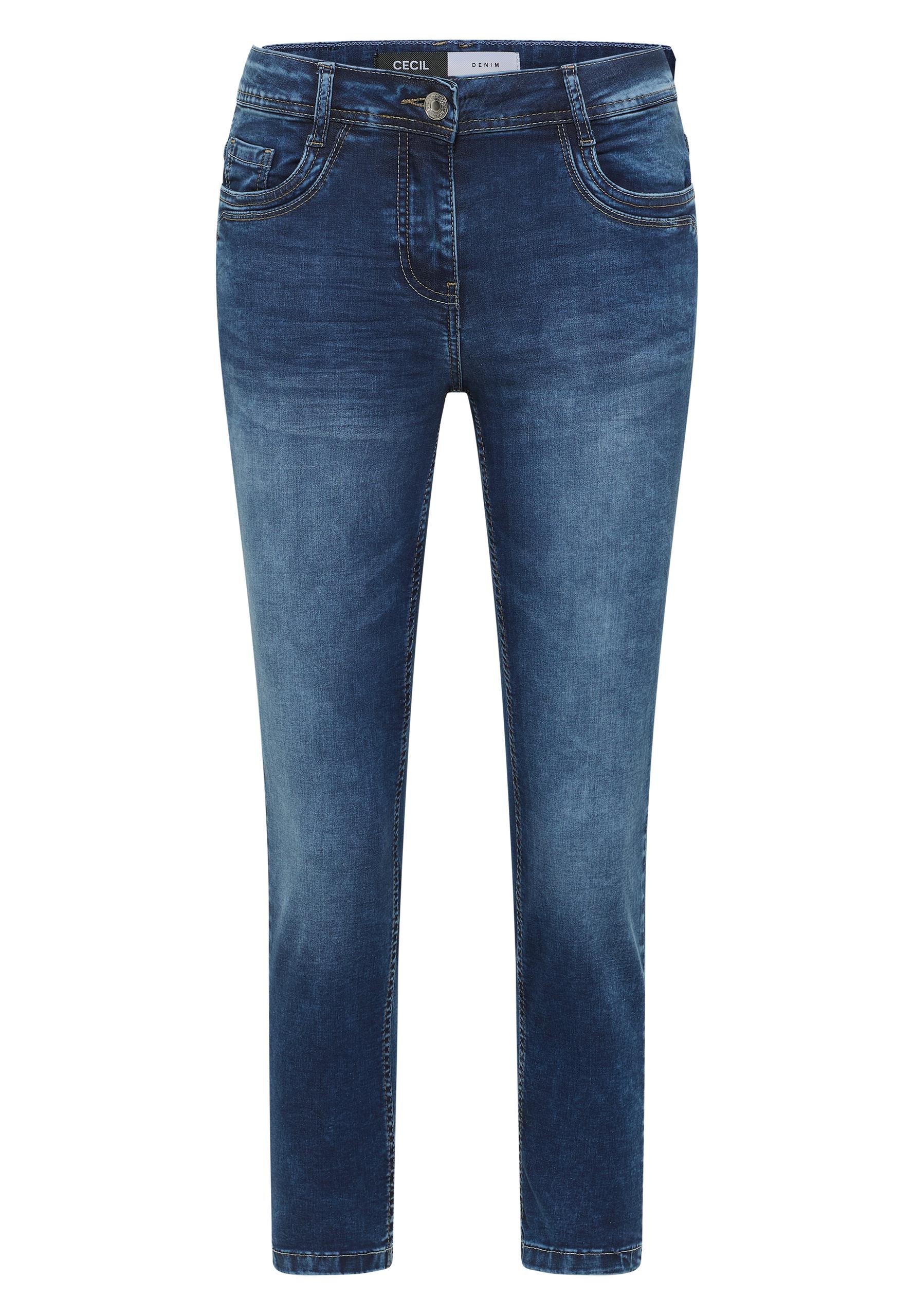 Mid Waist Slim Leg Jeans im Casual Fit 33/7/8 Hosen - Mid Blue Used Wash