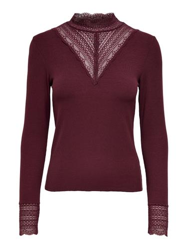 ONLTILDE L/S HIGH NECK LACE TOP JRS NOOS S Stretch - Port Royale