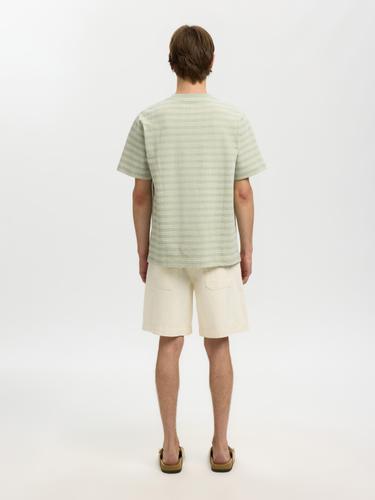 SLHELI SEERSUCKER SS O-NECK TEE XL Normal geschnitten - Aqua Gray